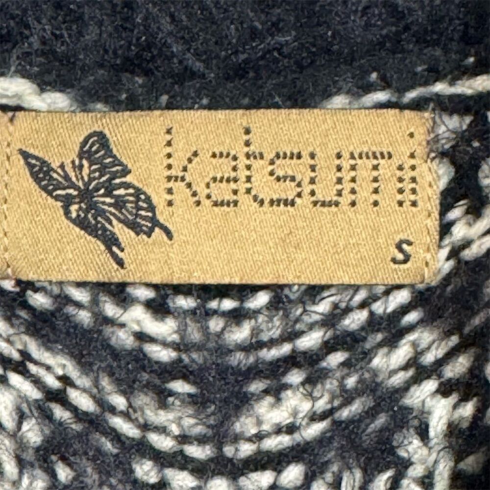 Katsumi Black White Geometric Fuzzy Knit Sweater Dress Tunic Long Sleeve Small - Picture 6 of 8